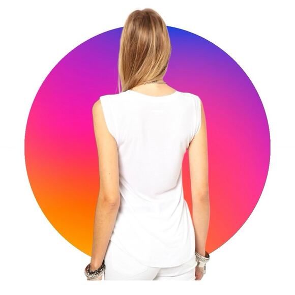 Zadig & Voltaire Brooklyn Strass White Skull Cotton Tshirt Sleeveless Top XS 0 2 - Picture 4 of 15